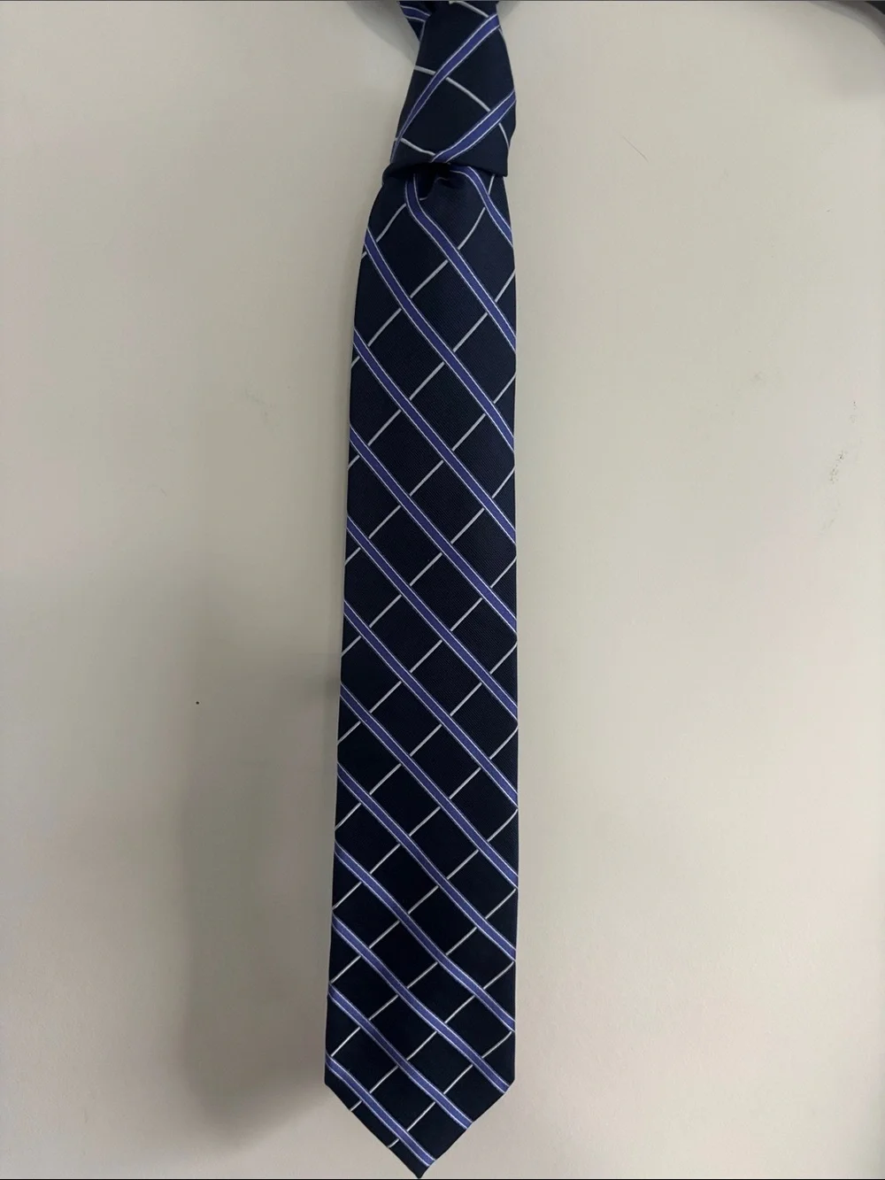 Nautica Navy Tie with Light Blue Windowpane Grid